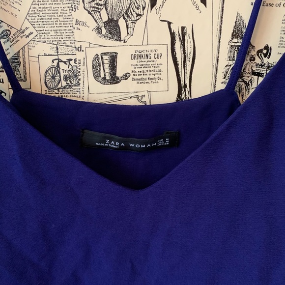 Zara Blue Cami Sleeveless Blouse Top SZ Medium - Picture 4 of 8